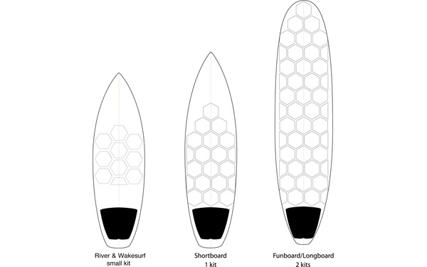 Surfboard Traction Pad Premium Eva Surf Surfboard Anti-Rutsch-Pad Kurzes Board-Fußpolster zum Surfen und Skimboarden Caredy Surfboard Pad 