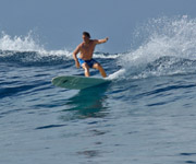 Mid lenght shape surfboard spray