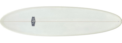 Mid Length Twin Fin Surfboard tinted resin